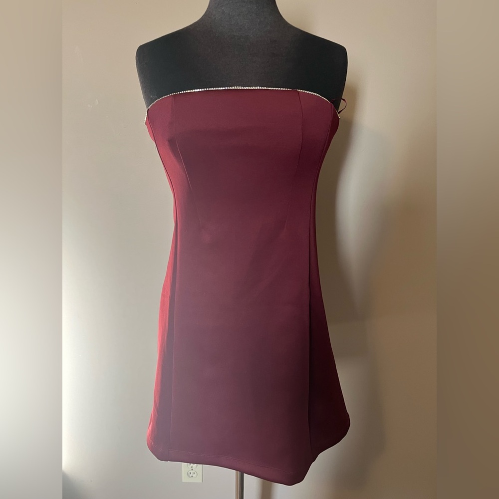 Guess Strapless Burgundy Dress